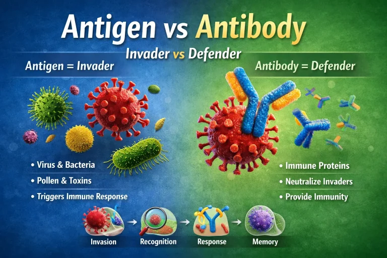 difference between antigen and antibody