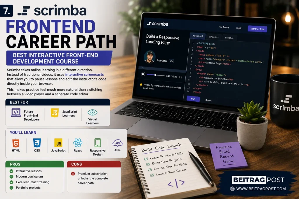 Scrimba Frontend Career Path best coding courses online