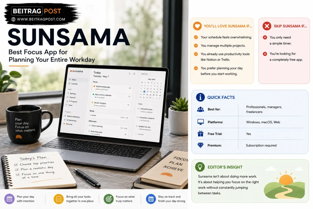 Sunsama best focus apps