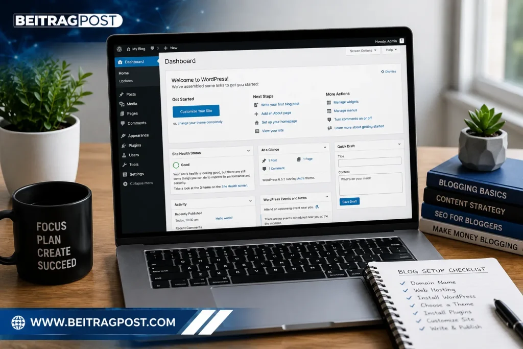WordPress blog dashboard